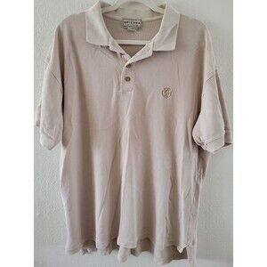 Arizona Jean Company Beige Polo Shirt Men's L 100% Cotton Short Sleeve Button